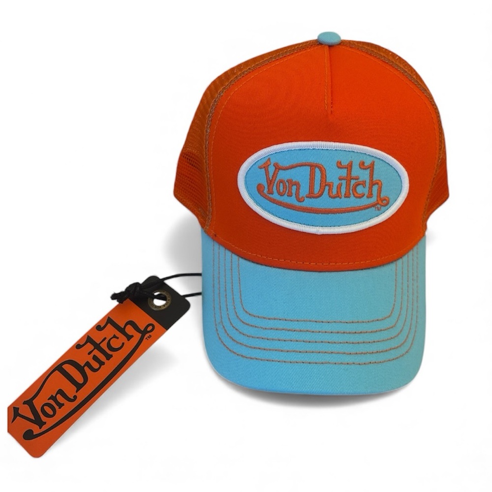 Von Dutch Orange and Light Blue Cap